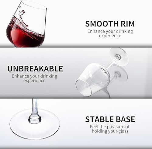 Miniatura 4 de Juego de 6 copas de vino acrílicas de plástico irrompible de 10 onzas, aptas para lavavajillas, sin BPA (transparente, mediano)