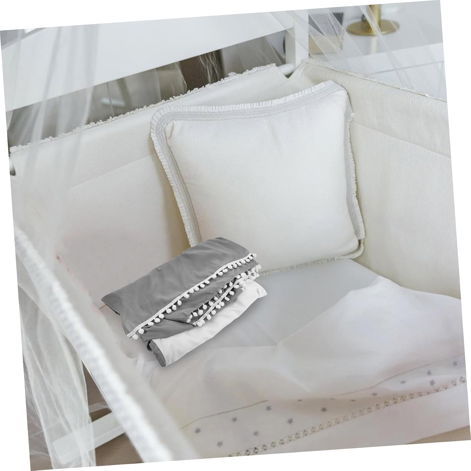 Vaguelly Cotton Crib Skirt for Bed Comfortable Fitted Sheet Dust Protection Quick Setup and Easy Storage for Boy Girl Mattresses Material and Clean Design