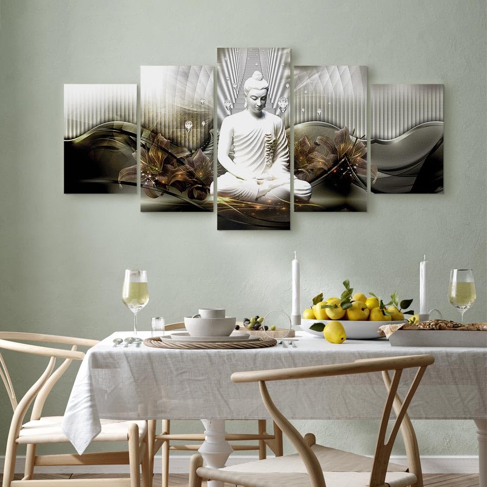 Cuadros B&D XXL - Cuadro en Lienzo Buda Zen Spa 225x112 cm 5 piezas - Impresión en material tejido no tejido cuadros decoracion salon modernos lienzos - Flores Abstracto h-C-0043-b-o