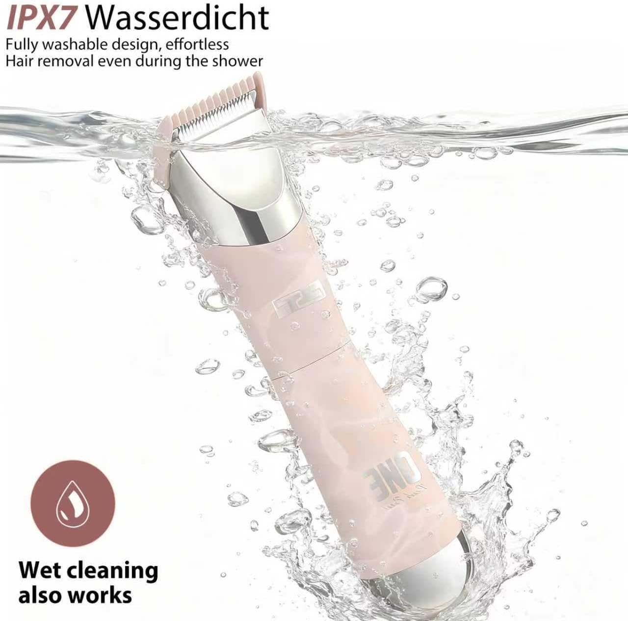 Dual Head Bikini Trimmer for Women 5-in-1 【IPX7 Waterproof】 Electric Razors 【German-TXO-Technology】-Painless-Blade Body Shaver for Pubic Hair Underarm Leg Arm Body Face (Peach)