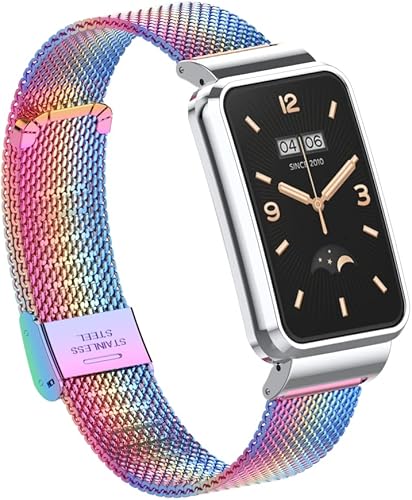 Miniatura 2 de HOPMC pulsera de metal marco protector y correa de bayoneta de malla de acero de 0.709 in para Xiaomi Mi Band 7 Pro Fashion Choice