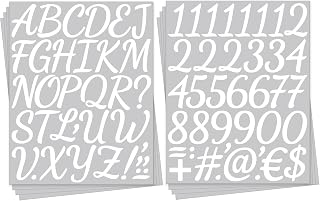 592 PCS 16 Sheets Letter Stickers, 2 Inch Large Handwriting Alphabet & Number Stickers, Vinyl Self-Adhesive Waterproof Decals for Indoor Outdoor Mailbox, Poster, DIY Crafts, White