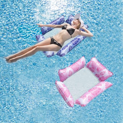 2 Stück Luftmatratze Pool Hängematte, Wasserhängematte Erwachsene, Aufblasbare Wasserhängematte mit Mesh, Aufblasbare Wa...