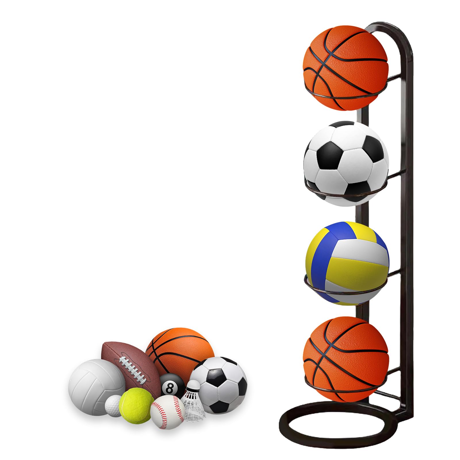 NUWIQ Soporte para balones, balones verticales, soporte de exhibición de bolas, para baloncesto, fútbol, voleibol — view 8