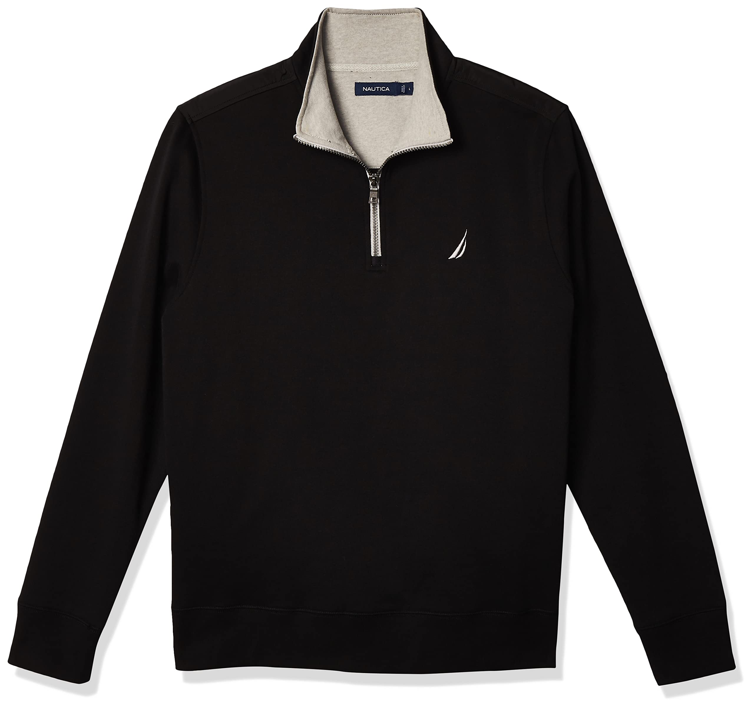 Nautica Men's 1/4 Zip Pieced Fleece Sweatshirt, True Black, Large