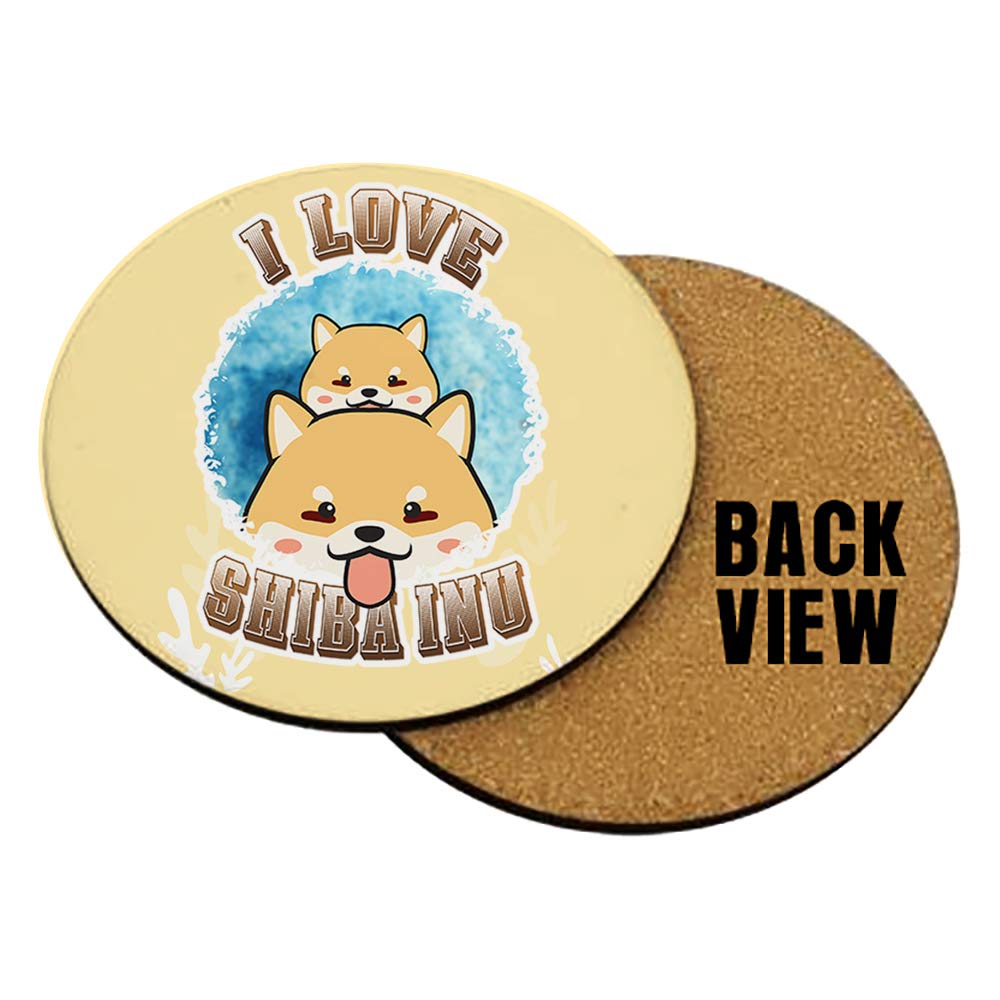 I Love Shiba Inu Dog Lover Mothers Day Fathers Day Birthday Christmas Stocking Filler Funny Gift Present idea Coasters with Different Variations. (Round Coaster)