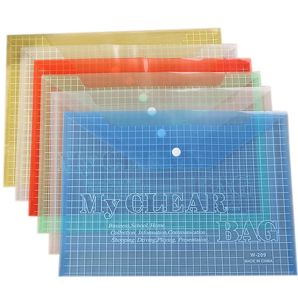 12 Pcs Plastic Folders for File,Transparent My Clear Bag,Office Supplies File Folders for School and Office Assorted Colors..