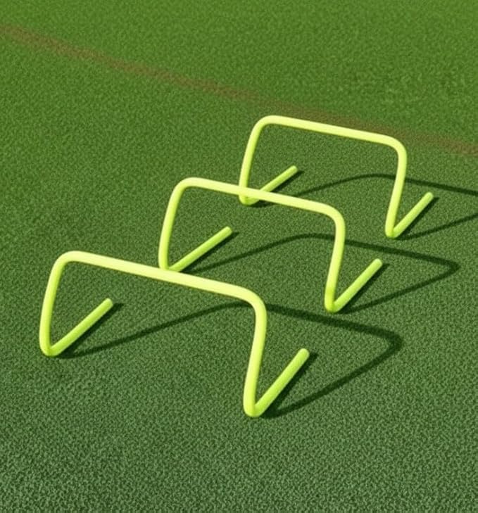 Agility Hurdles for Sports Training, 6 inches Height, Running and Jumping Drills, Football, Exercise Equipment, Pack of 3, Yellow and Green-image-18