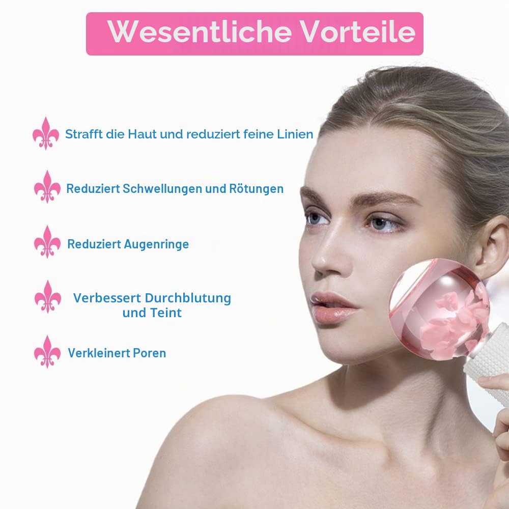 Eiskugeln für Gesichtsbehandlungen, straffen die Haut und reduzieren Schwellungen, kalte oder heiße Hautmassagegeräte, Eiskugeln für Gesicht verbessern die Durchblutung und dunkle Ringe (Rosa)