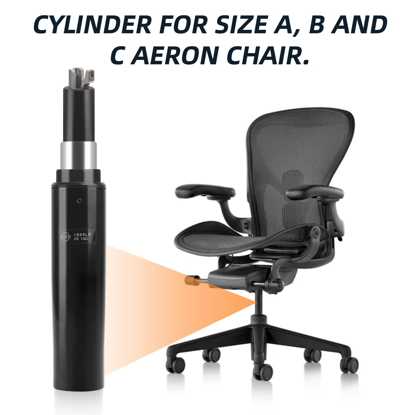 Cilindro di sollevamento del gas per sedia Herman Miller Aeron, 4 pistoni idraulici con 500 libbre, parte #7 1B65LR