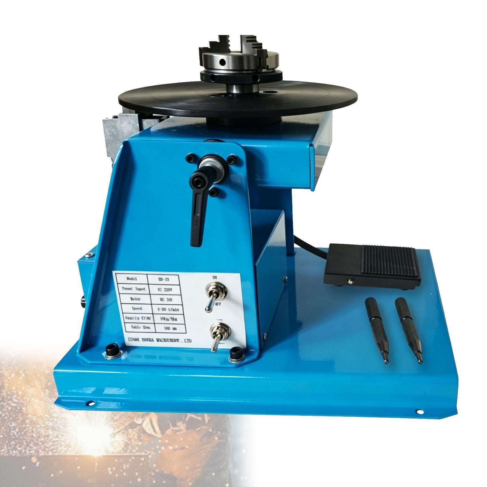 Pfps Multicolor 10Kg Portable Welder Positioner Turntable Machine, 180Mm Turntable Table Welder Positioner With 65/80Mm Chuck, For Welding, Cutting, Grinding 65Mmchuck