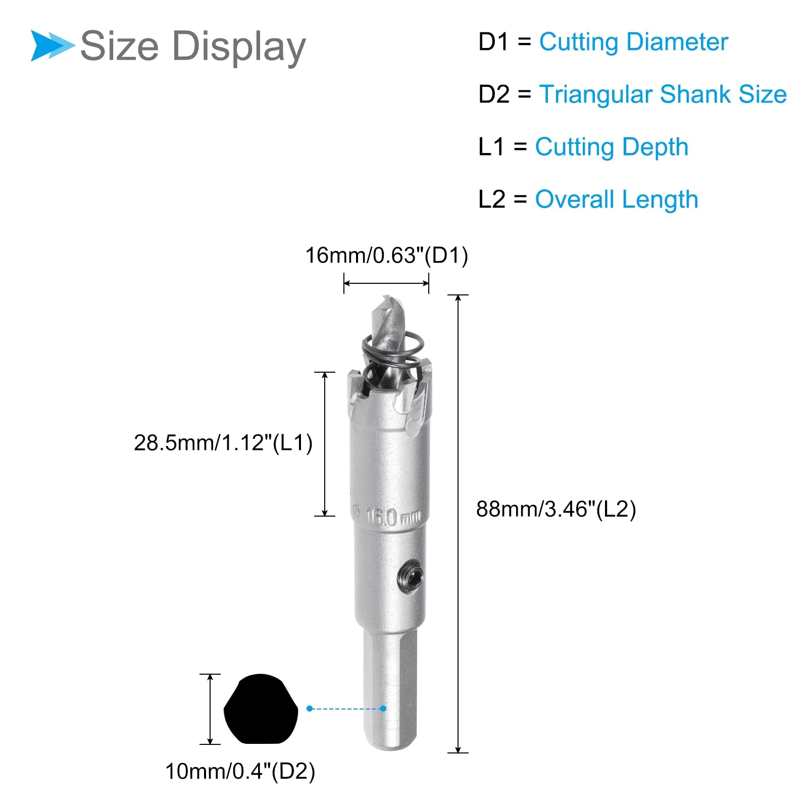 CoCud Carbide Hole Saw, 0.6 Inch/16mm Diameter, Metal Steel Hole Cutters Drill Bits - (Applications: for Metal Wood), 1-Pieces - Image 2