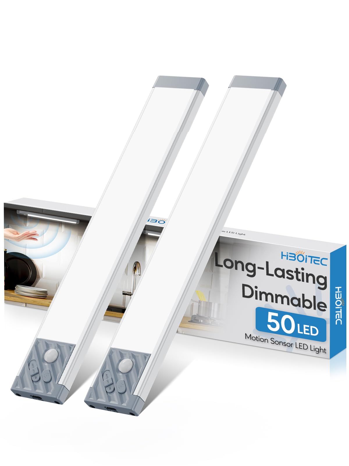 HIBOITEC LED Schrankbeleuchtung Mit Bewegungsmelder - Dimmbare Akku-Leuchte Für Küche, Schrank & Flur
