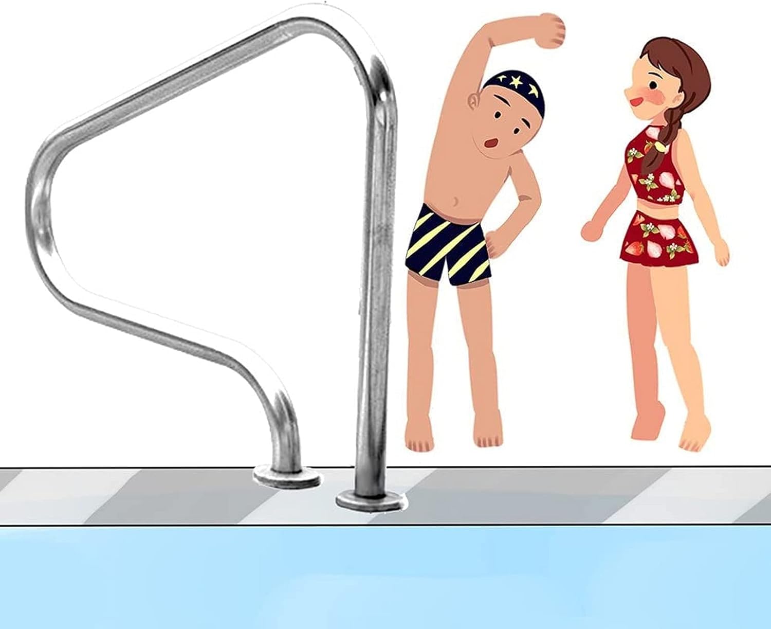 Pool Rail Pool Railing Pool Hand Rail,Hand Grab Rail Quick Installat,Stainless Steel Swimming Pool Stair (Height 80cm/31.5‘‘)