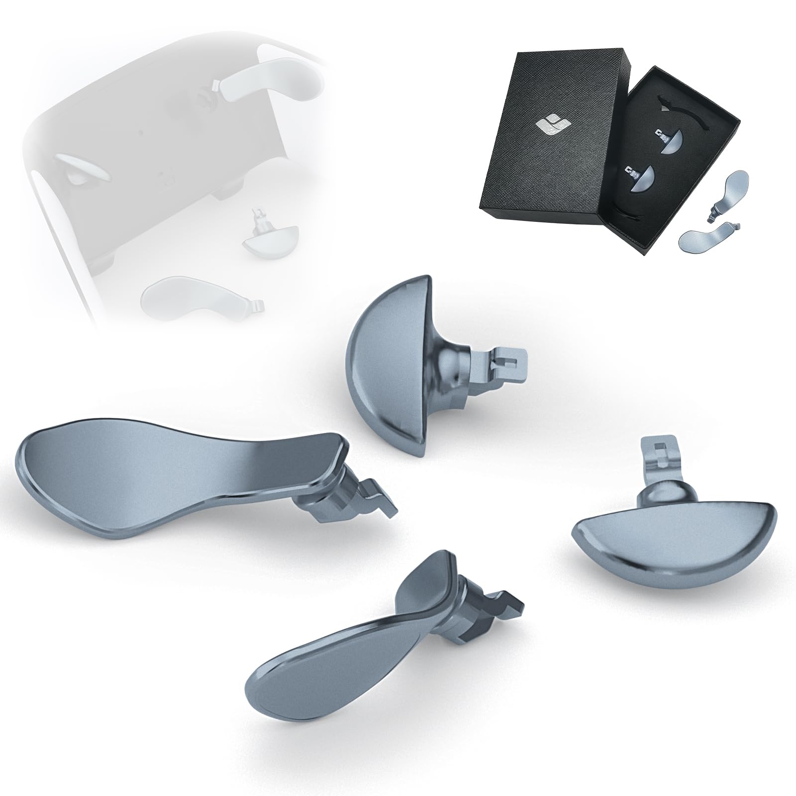 KD.FLY Metal Back Paddles for PS5 Edge Controller, 4PCS Metal Replacement Back Buttons, Interchangeable Button Accessories for PS5 Dualsense Edge Controller, Gunmetal