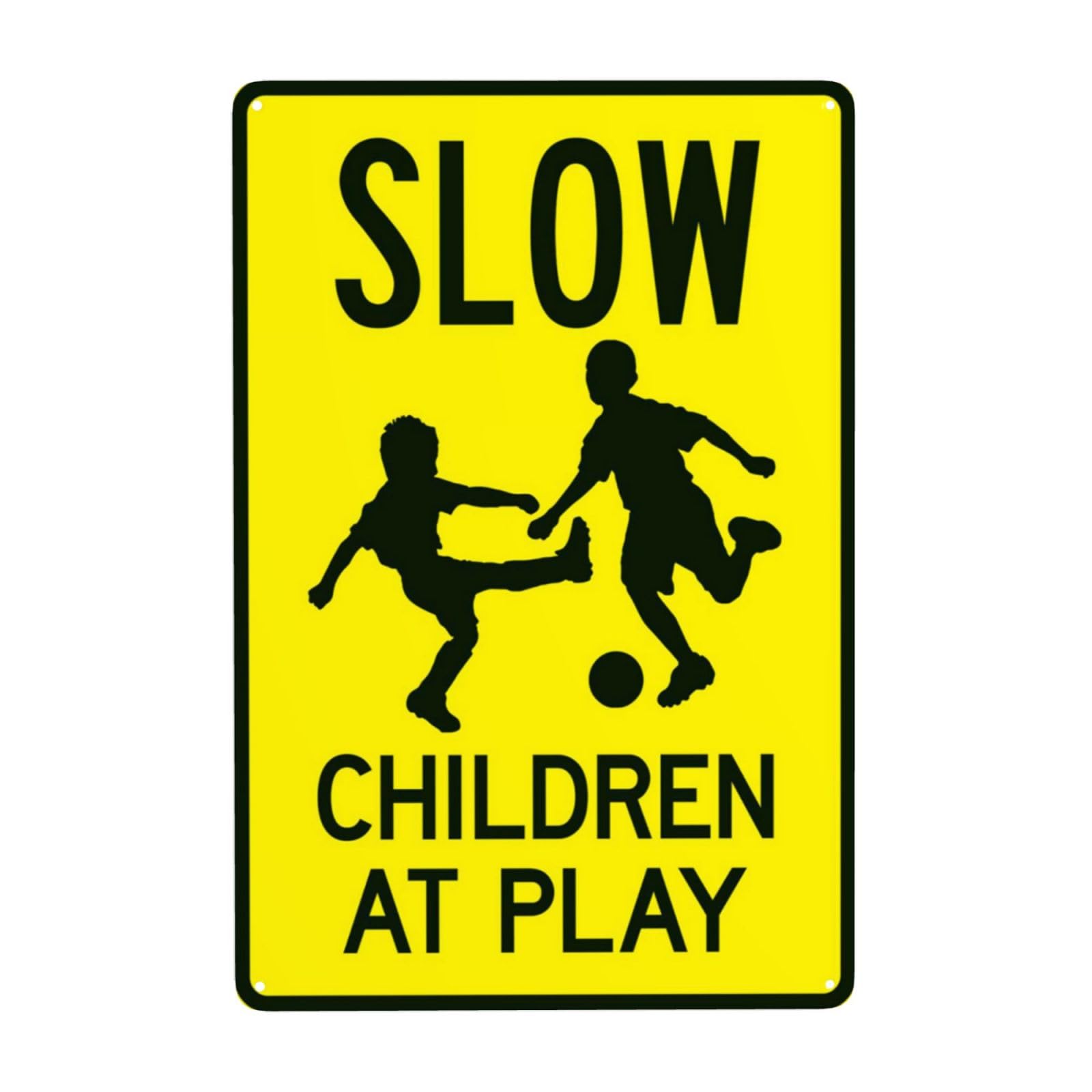 Football Theme Kids Play Slow Down Sign, Residential Leisure Area Warm Traffic Tip 8x12 Inch