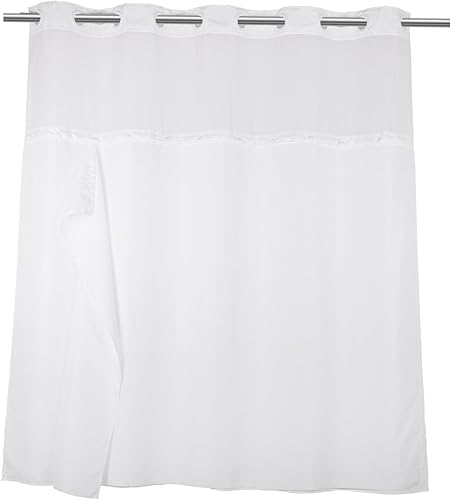 Miniatura 3 de YQN Cortina de ducha de doble cubierta sin gancho con forro interior de tela extraíble e imán, cortina de baño de poliéster grueso de 70.8 x 74