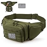 Vdones Tactical Fanny Pack Gun Holster Concealed Carry Pistol Military Tactical Waist Bag Waterproof Molle EDC Pouch with USA Flag Patch (Green)