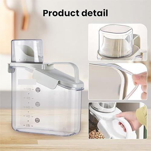 Miniatura 6 de Dispensador de cereales, dispensador de cereales, dispensador de cereales, recipiente hermético para alimentos secos, contenedor de almacenamiento