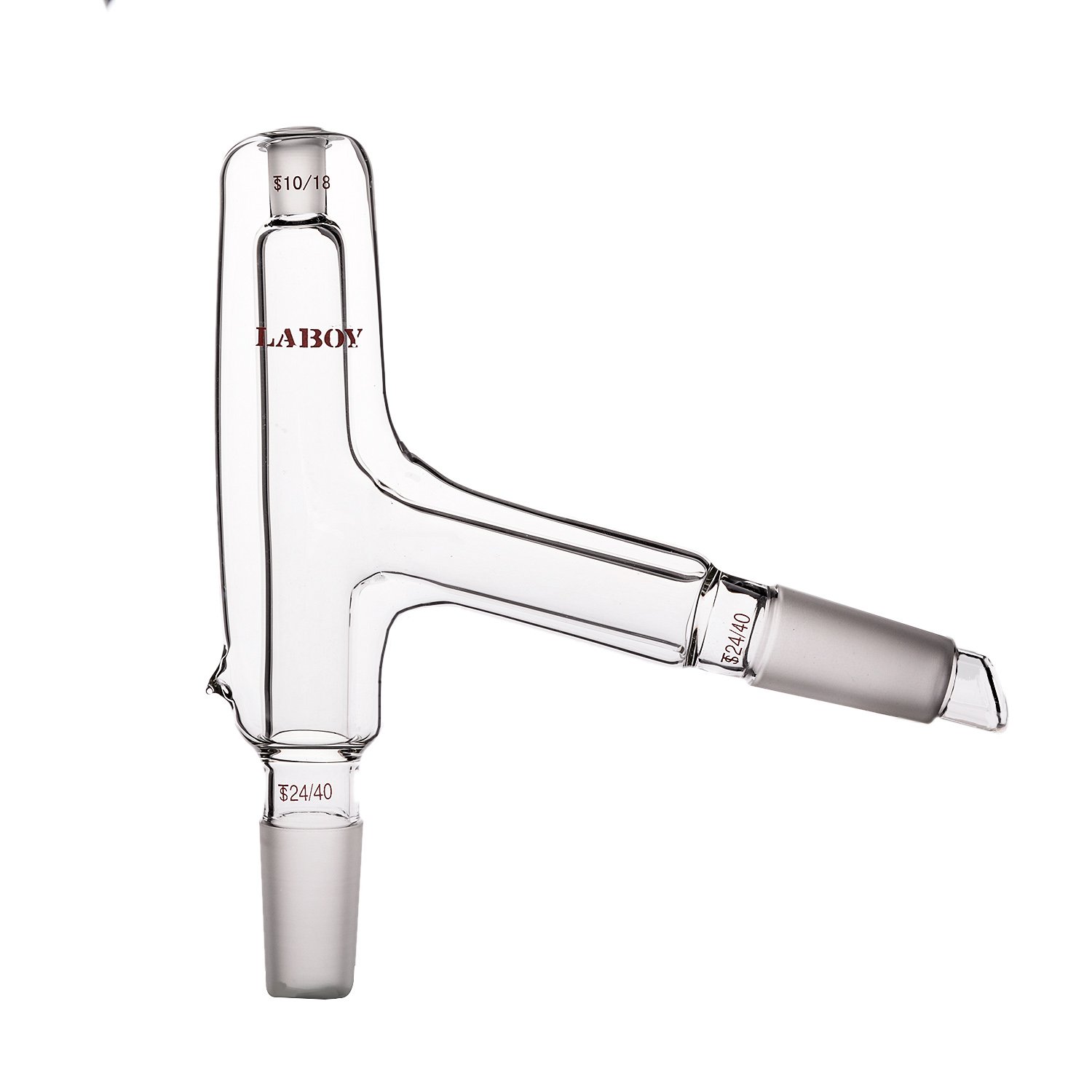 Laboy HMA015701 - Adaptador de termómetro de 3 vías para destilación con juntas 24/40 y 10/18