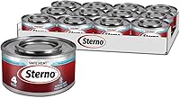 Sterno Safe Heat Chafing Fuel Cans 4-Hour Burn (12-Pack) - Resealable Canned Heat for Food Warmers, Buffets & Catering