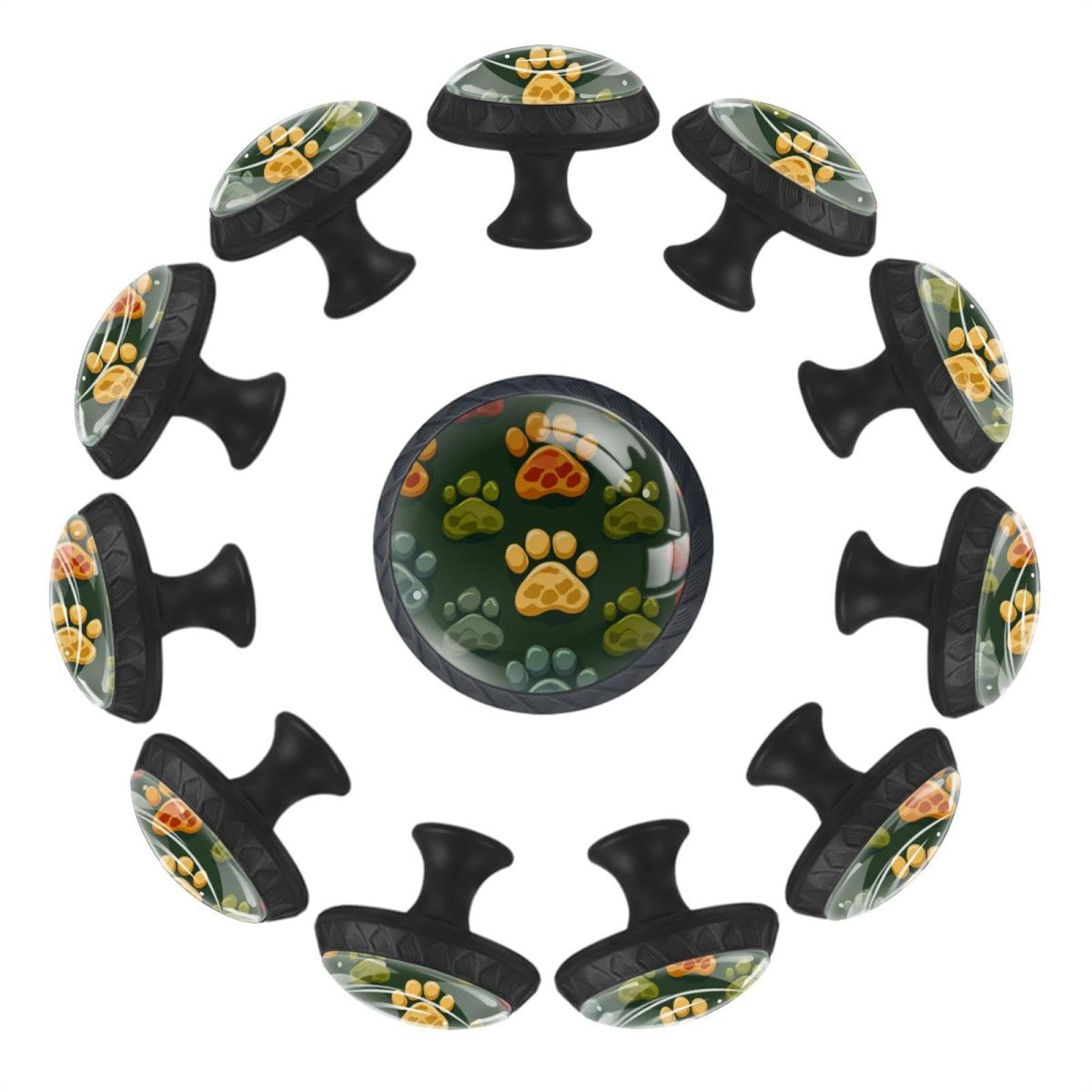 Bouton de meuble en cristal haut de gamme à empreintes colorées de chien