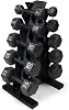 WF Athletic Supply 5-25 Lb Cast Iron Dumbbells Set with A Frame Storage Rack, Solid Gray/Black Hexagon Free Weights for Weight Lifting & Strength Training, Storage Rack Color Options Available