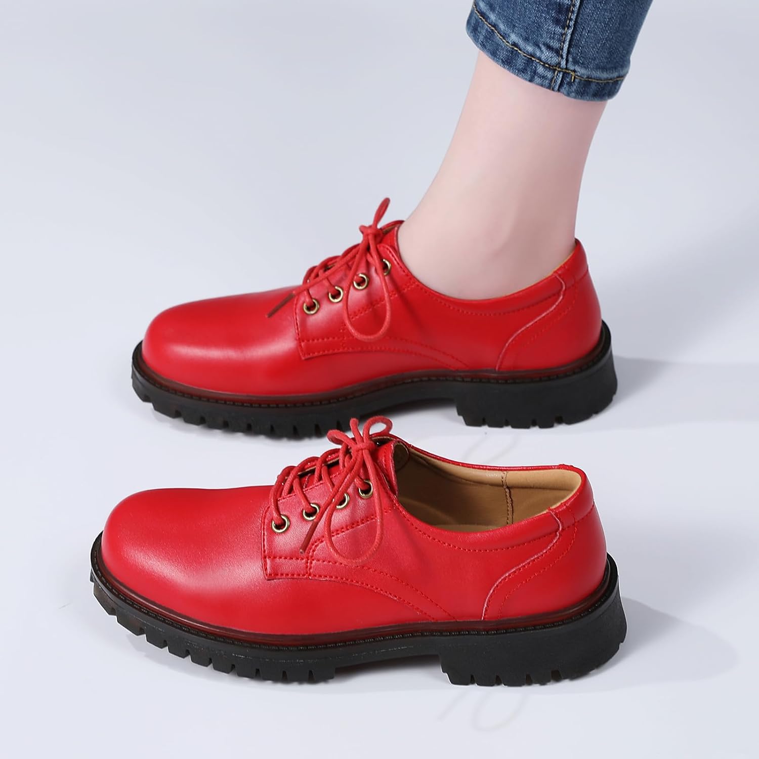 XMM Oxford Shoes for Women Lace up Flats Women's Oxfords Saddle Non-Slip Work Office Comfortable Dress Business Casual Dressy Shoes - Image 8