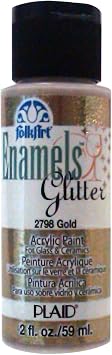 FolkArt Enamel Glitter and Metallic Paint in Assorted Colors 2 oz, 2798, Glitter Gold