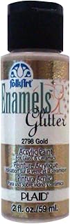 FolkArt Enamel Glitter and Metallic Paint in Assorted Colors (2 oz), 2798, Glitter Gold