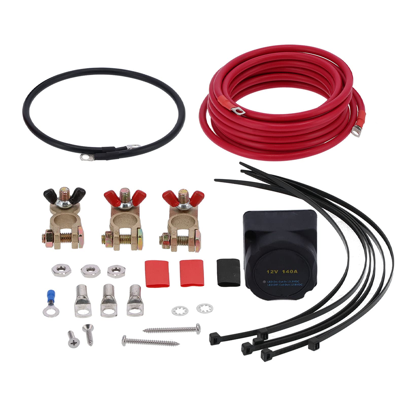 Jeanoko Kit Isolatore Batteria Intelligente Impermeabile con relè di Tensione per Veicoli Fuoristrada per Impieghi Gravosi 12V 140A