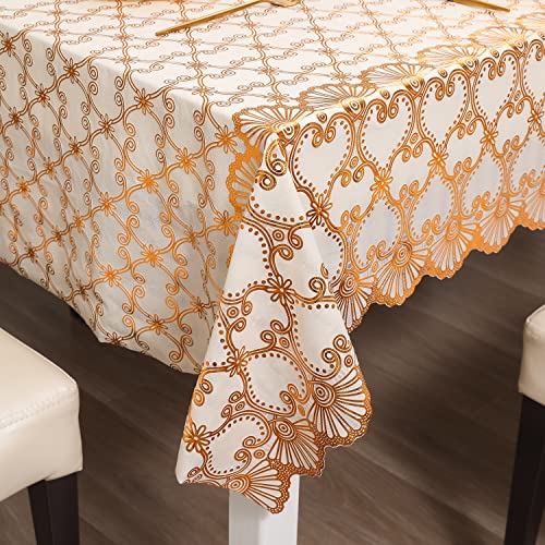 Image of HOKIPO PVC 6 Seater Dining Table Cover, 54x78 Inches (AR-4349-D2)(Polyvinyl Chloride (PVC), Rectangular, pack of 1)