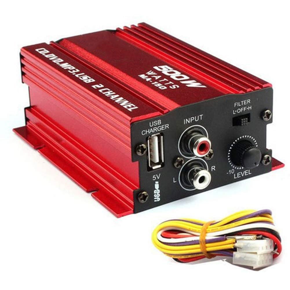 Amplificador de Audio MA150 500W 2 Canales 12V para Auto/Moto