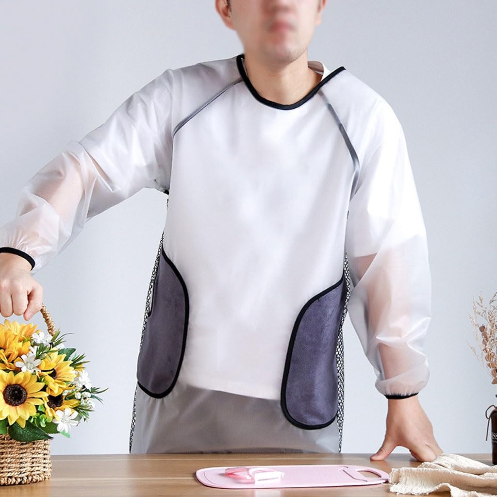 Grembiule da Cuoco Tute grembiule con maniche trasparenti for la cucina domestica, uomini e donne, vestiti for lavori domestici for lavare i piatti e cucinare for i ristoranti Grembiuli da Cucina