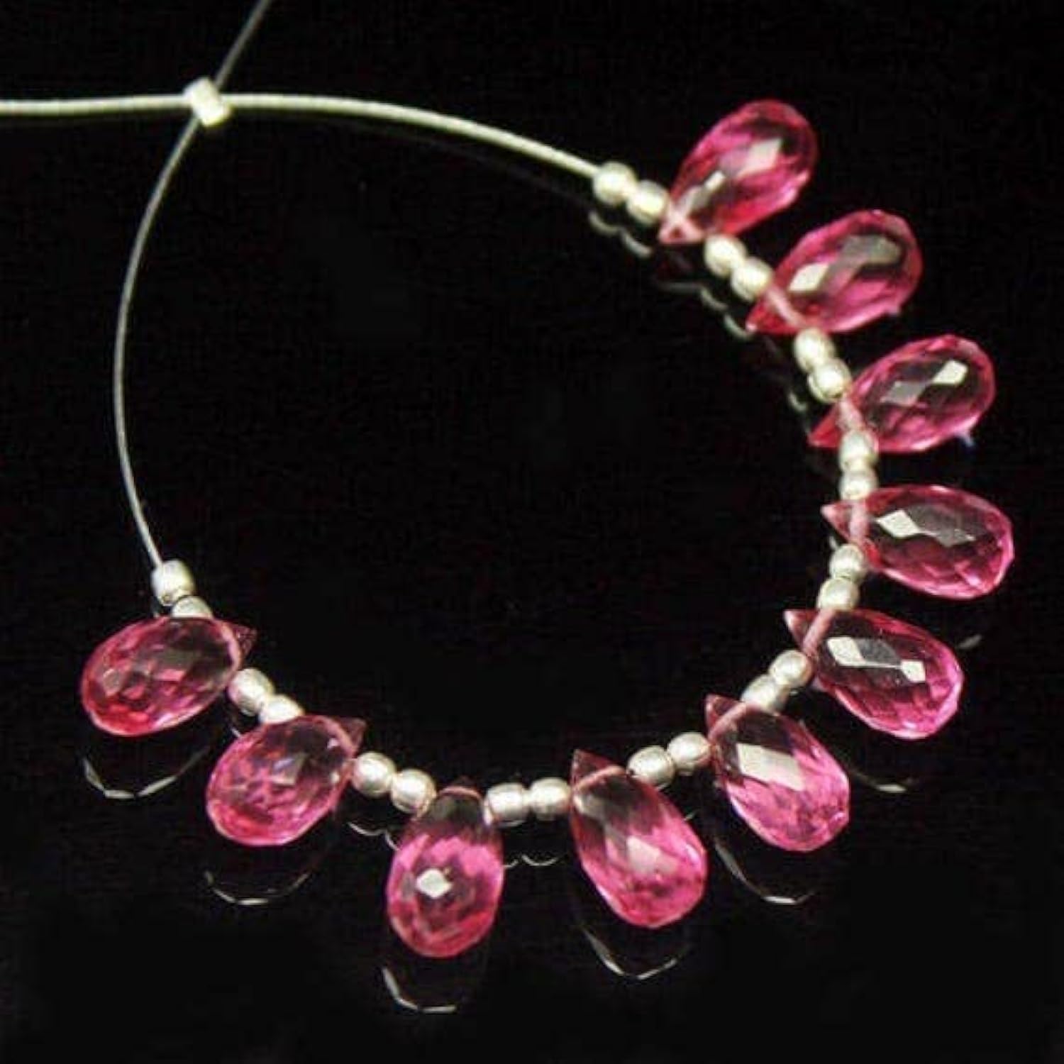 Quartz rose rubellite en perles larmes facettées 10x5mm pour bijoux artisanaux