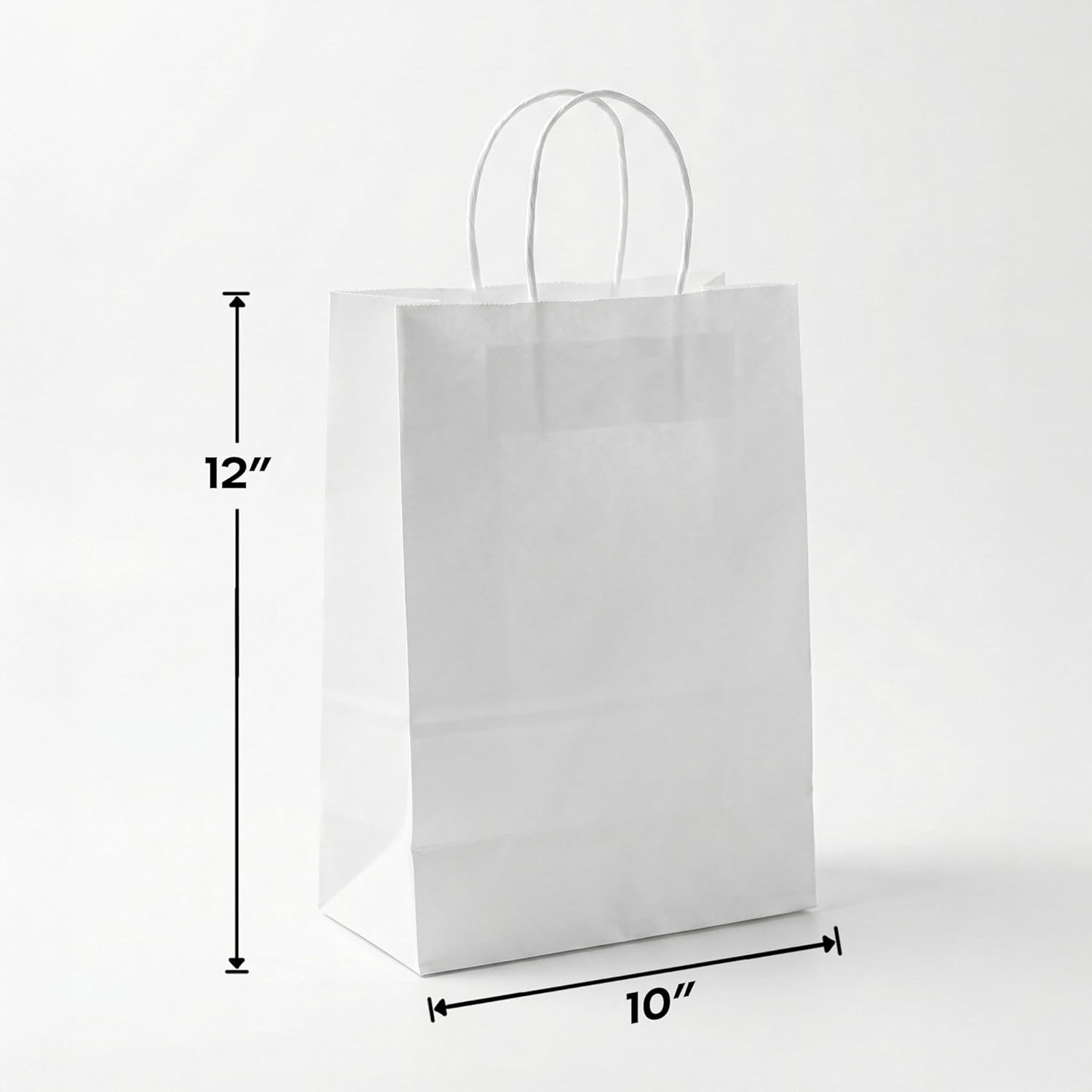 Labelmeister 10x6.75x12 Inch Debbie Handle Bag, 100 Count, White Recyclable Paper Bags for Restaurant Takeout, Food Delivery, Catering, Retail, Shopping, Boutique, Merchandise, and To-Go Packaging