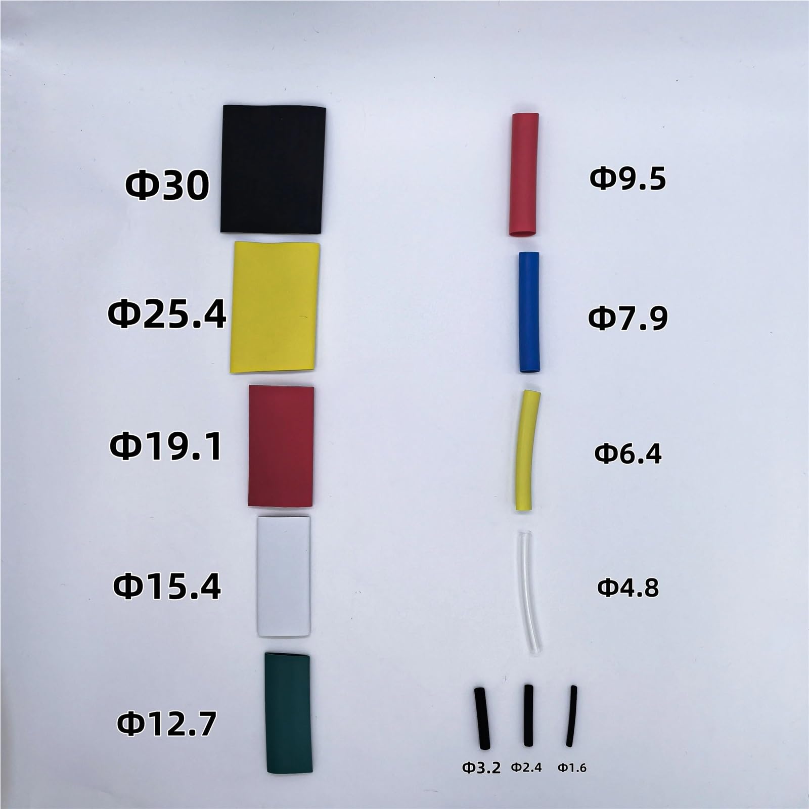 Tubo termorretráctil de Doble Pared de PE 3:1 con Adhesivo, Φ1,6 mm - Φ50 mm, Siete Colores, 1 m-5 m(White,9.5MM_5M)