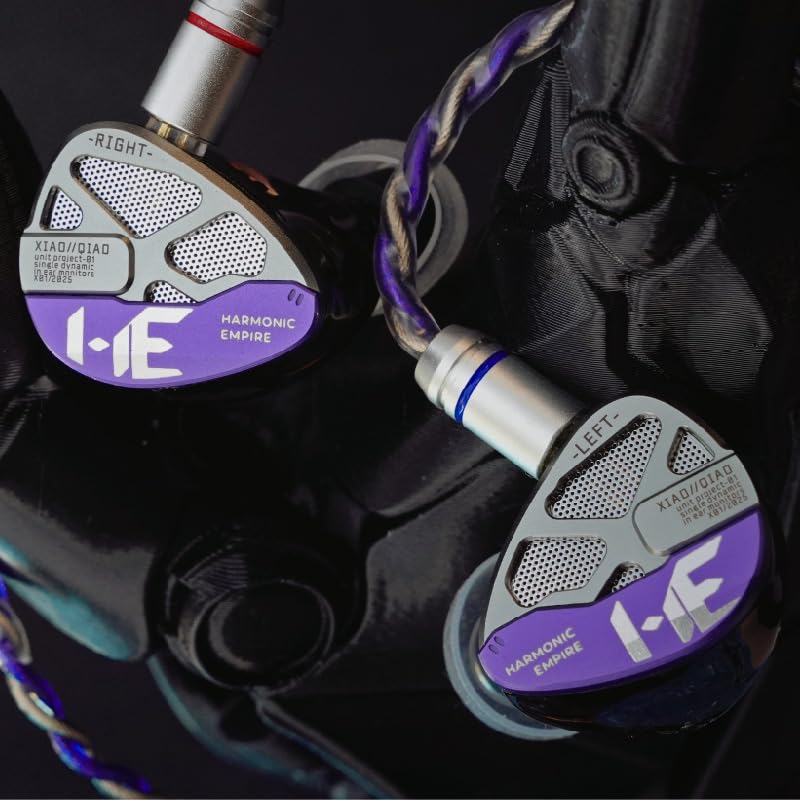 Image of HE Xiao Qiao Semi-open Single Dynamic In Ear Monitors, 10mm Graphene Diaphragm Dynamic driver IEM, Gaming IEM Earphones, HiFi Wired Earphones with back 5 Axis CNC Hyper Presicion Resin (Purple, 3.5mm)