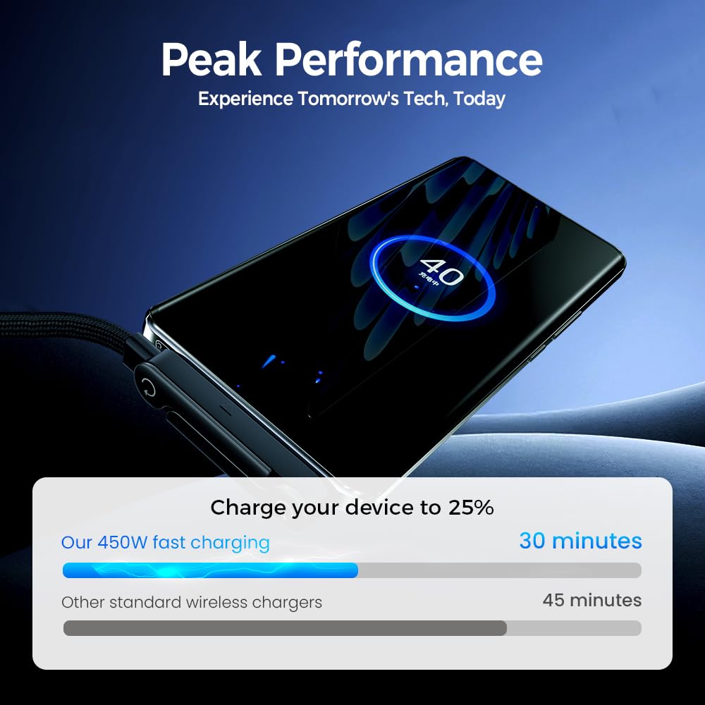 Cavo USB A a USB C, cavo di ricarica (1,2 m), 65 W, intrecciato con supporto integrato a forma di T pieghevole per iPhone 17, Samsung Galaxy Note 10/S10+ S10, LG V30 (confezione da 3)