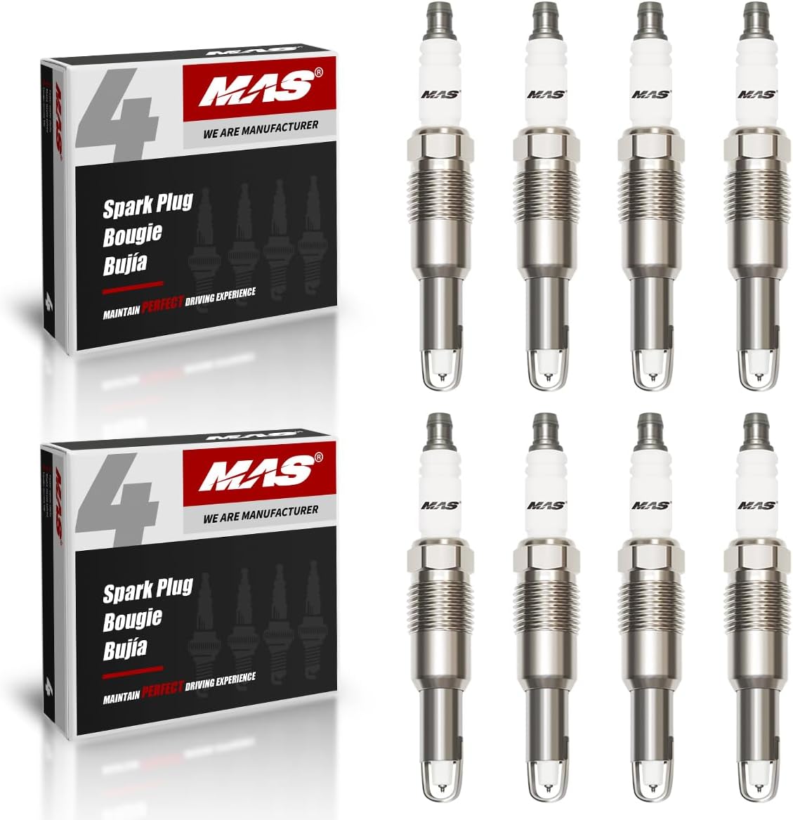 MAS Set of 8 Iridium Spark Plugs SP546 SP515 Compatible with Expedition F150 F250 F350 Super Duty Mark LT Navigator 5.4LV8 6.8L V10 PZH14F PZT2F SP421