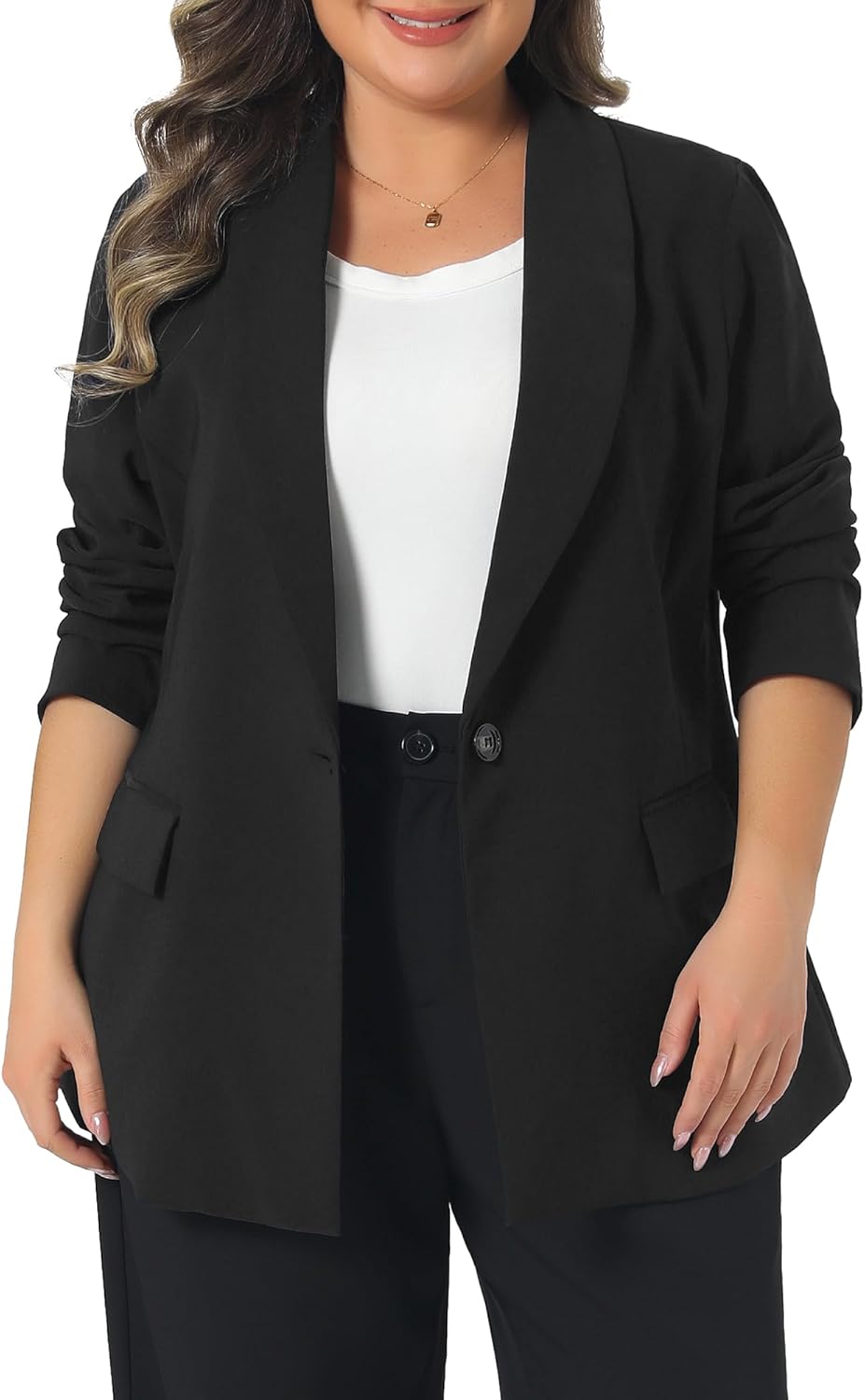 Agnes Orinda Plus Size Blazers for Women Lapel Button Work Business Casual Outfits Dressy Suit Jacket Blazer - Image 2