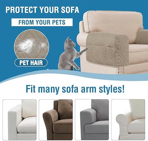 Miniatura 8 de Fundas para reposabrazos para sillas y sofás, protector antideslizante para brazos de sofá para perros, gatos y mascotas, resistente al agua, funda
