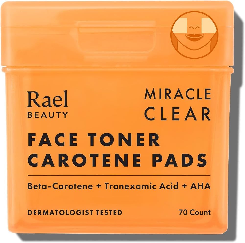 Rael Miracle Clear Aufhellende Toner Pads – Korean Skincare, Dual Texture Peeling Gesicht Sanft & Feuchtigkeitsspendend, β-Carotin & Niacinamide & Hyaluronic Acid, Vegan, Tierversuchsfrei (70 Stück)