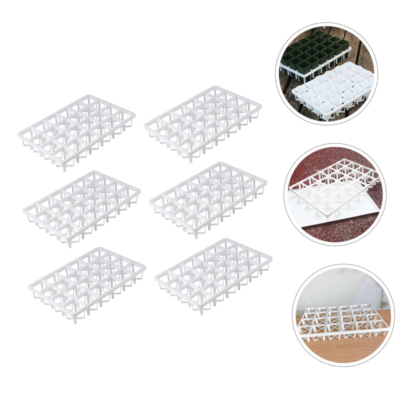TOYANDONA 6 Pièces Supports de Germination en Plastique Blanc pour Plantes Succulentes, Supports pour Plateaux de Culture, Étagères de Stockage pour Producteurs