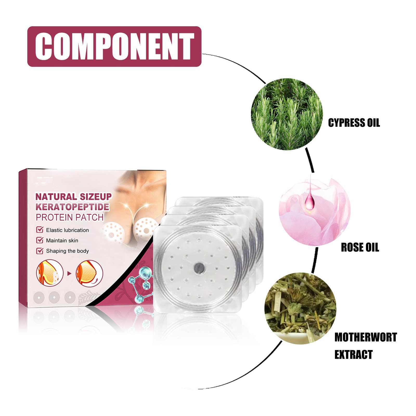 Cuscinetti per l'ingrandimento del seno, prodotti naturali per l'ingrandimento del seno, per seno flaccido, push-up, seni proteici cheratina peptide, tonificanti e sollevanti (set da 2)