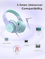 Vista 5 de iClever HS19S - Auriculares infantiles con micrófono, limitador de volumen seguro a 85 dBA, auriculares estéreo con orejeras para niños y niñas