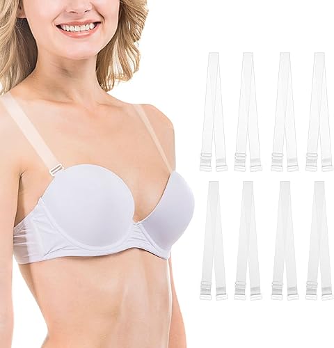 Miniatura 9 de Rovtop Correa invisible para brasier, correa de sujetador transparente, correas ajustables de 0.866-1.772 in, correas de repuesto transparentesmate