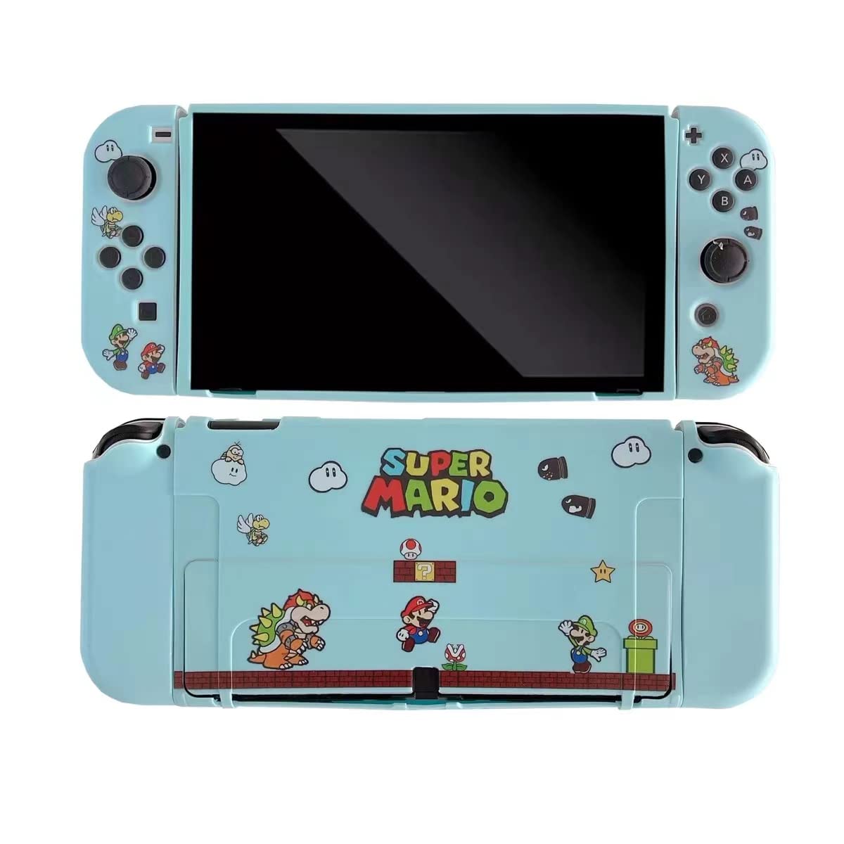 ENFILY Cute Mario Case Compatible with Nintendo Switch OLED, Dockable Case Cover, Ergonomic Soft TPU Grip Case for Joycon, Sparkle Skin Set