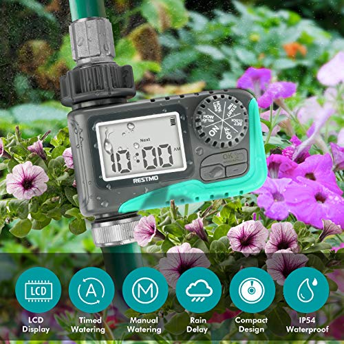 image for RESTMO Sprinkler Timer, Programmable Water Timer for Garden Hose, Outd