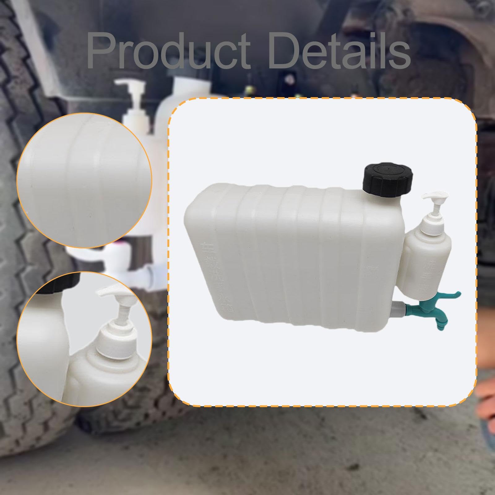Depósito de Agua Portátil Tanque Accesorio Almacenamiento con Grifo Botella para Jabón Hecho en PP Diseño Colgable Adecuado para Remolques Vehículos R